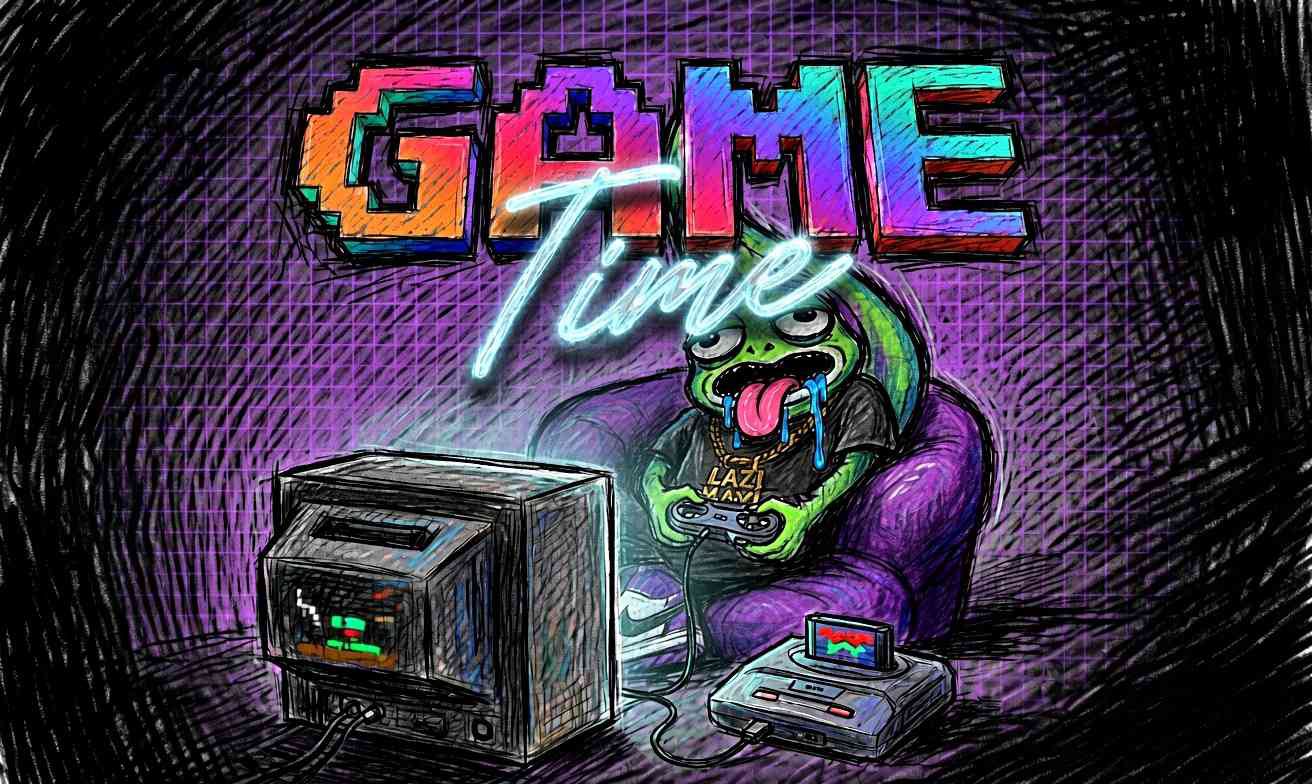 Lazi Lizard playing retro video games